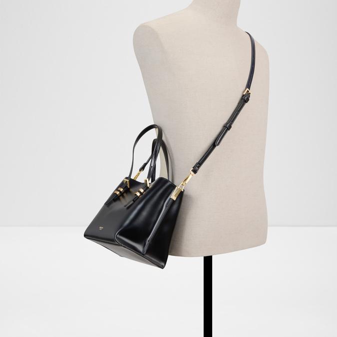 ELONORIA Black Overflow Women Satchel image number 3