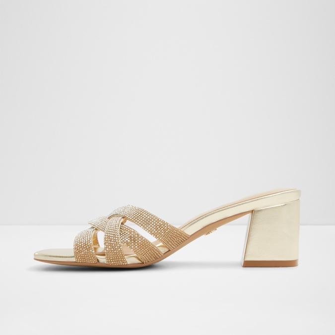 Curtsy Women's Gold Block Heel Sandals image number 3