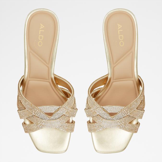 Curtsy Women's Gold Block Heel Sandals