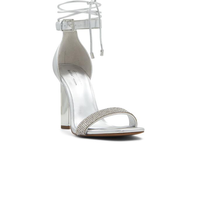 Eleezaa Women's Silver Block Heel Sandals image number 4