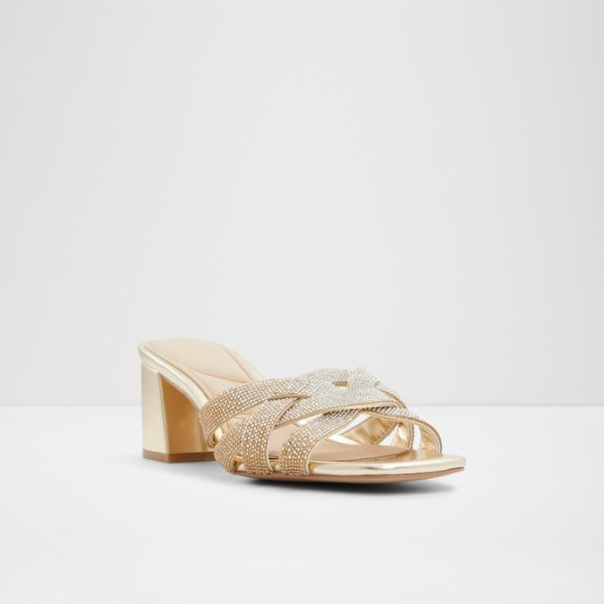 Curtsy Women's Gold Block Heel Sandals image number 4