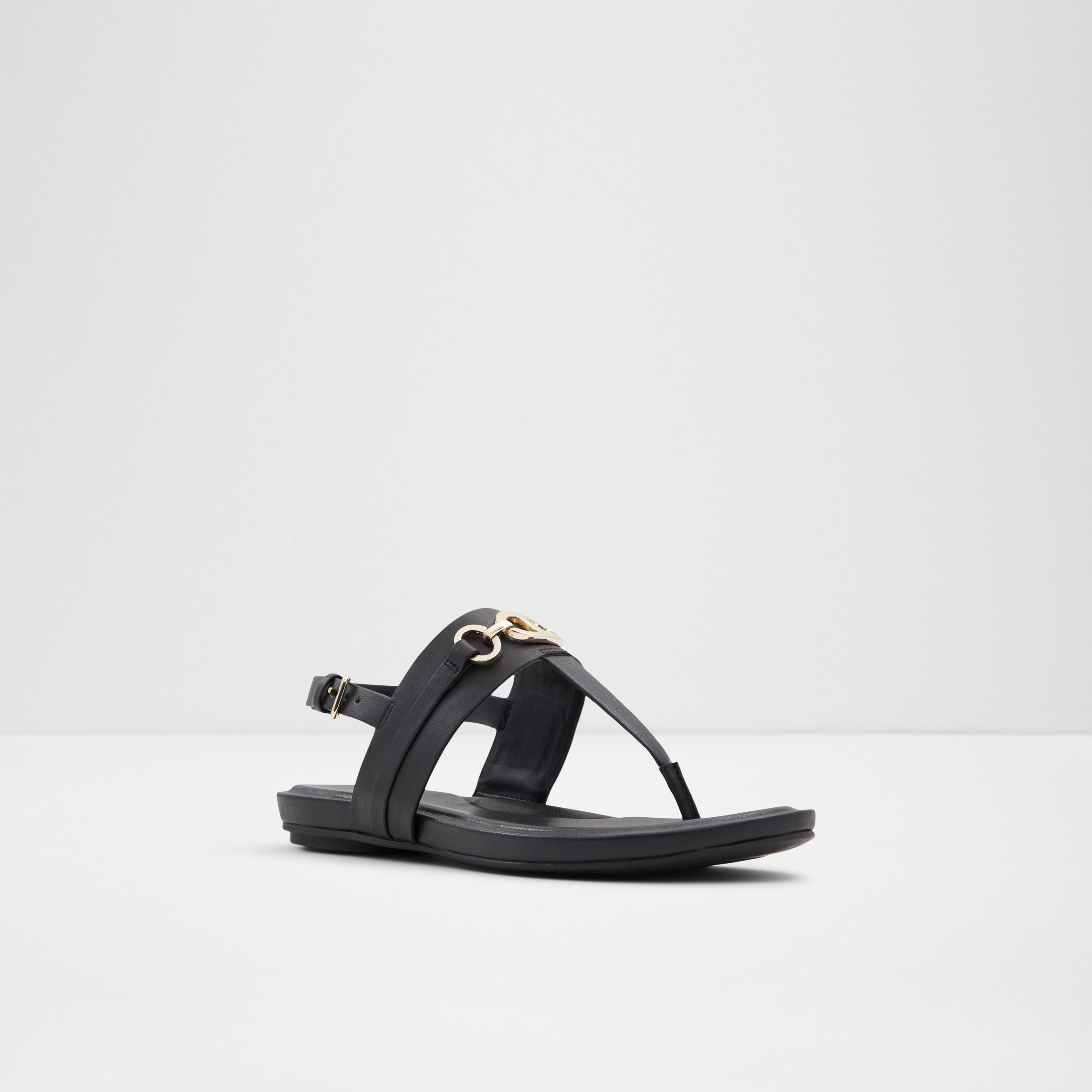 Deveteriel-In Women's Black Flat Sandals image number 4