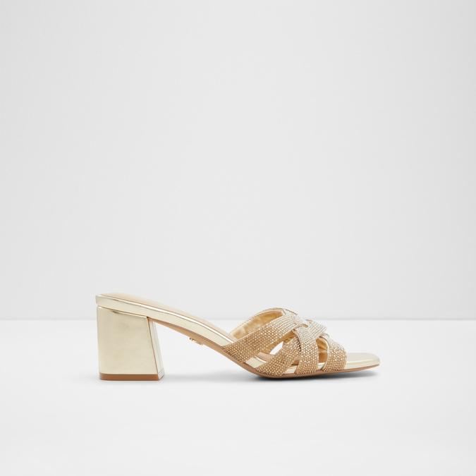 Curtsy Women's Gold Block Heel Sandals