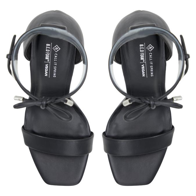 Eleezaa Women's Black Block Heel Sandals