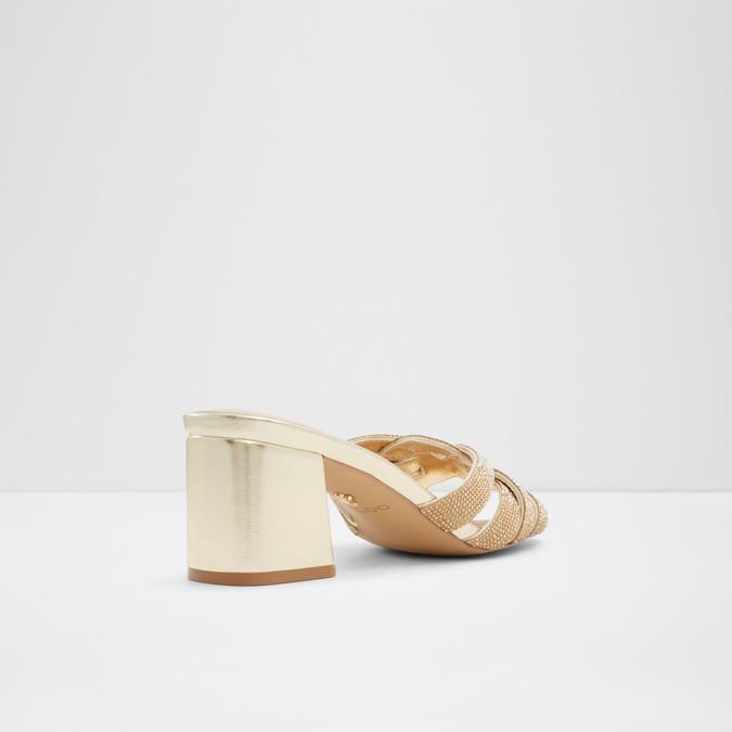 Curtsy Women's Gold Block Heel Sandals image number 2