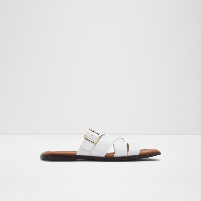 Dampel Men's White Cross Strap Sandals